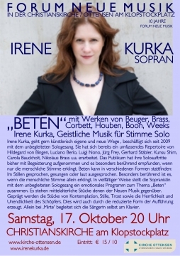 "BETEN" Irene Kurka, Stimme Solo
